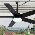 48 Inch Waterproof Outdoor Ceiling Fan with Lights, IP65 Hanging Gazebo Fan with App/Remote Control, 5-Blade Plug in Ceiling Fan Light with 6-Speed Reversible, Dimmable, Timer, (Black)