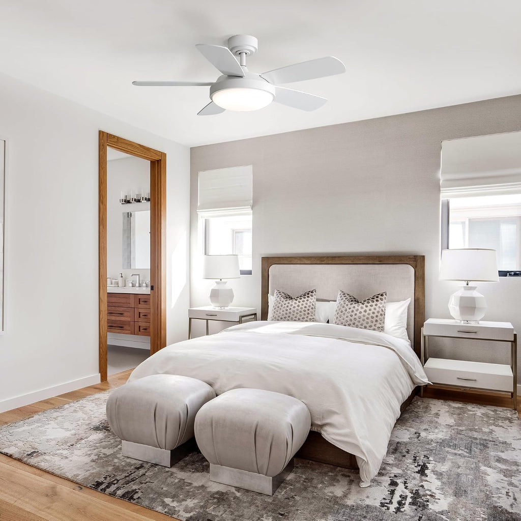 Sofucor 42 Inch Ceiling Fan with Light, Modern Ceiling Fan with Memory Large LED - Quiet DC Motor, 6 Speeds 4500CFM High Velocity, Dimmable, Timer, Reversible, for Living Room Bedroom, ETL/FCC, White
