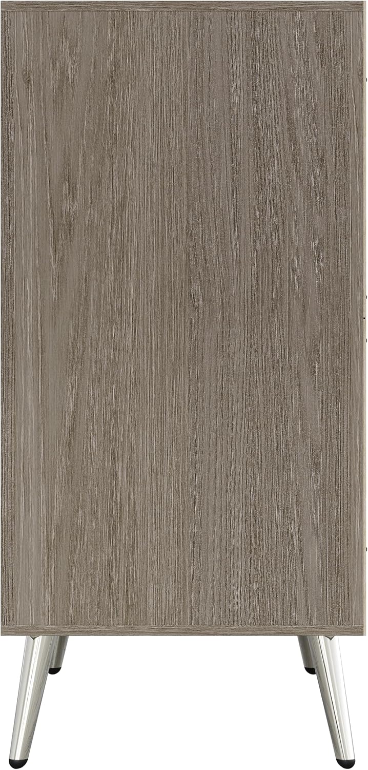 HOME DESIGN Ashwin Sideboard, Modern Storage Cabinet with Drawers & Shelves, Silver-Tone Tapered Legs, Sleek Durable Design, Easy Assembly