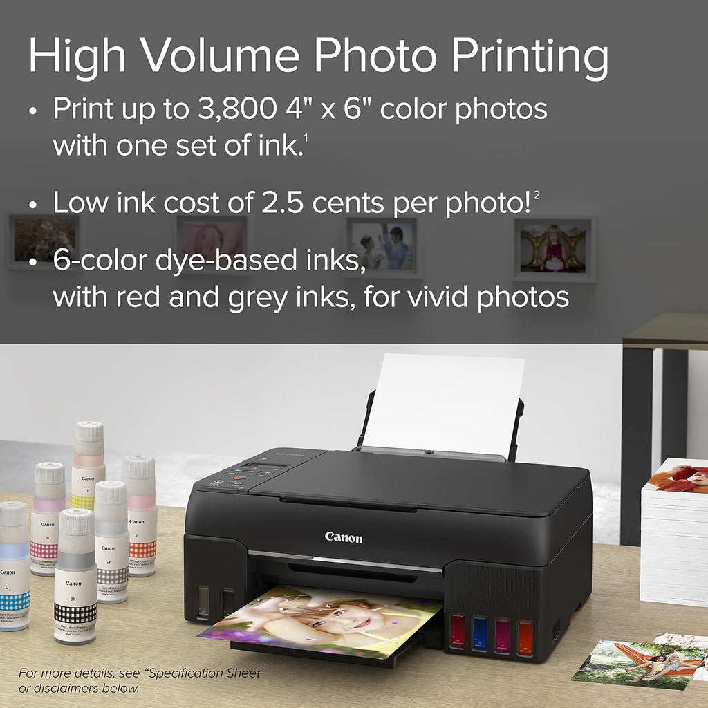 Canon PIXMA G620 Wireless MegaTank Photo All-in-One Printer [Print, Copy, Scan], Black,Works with Alexa