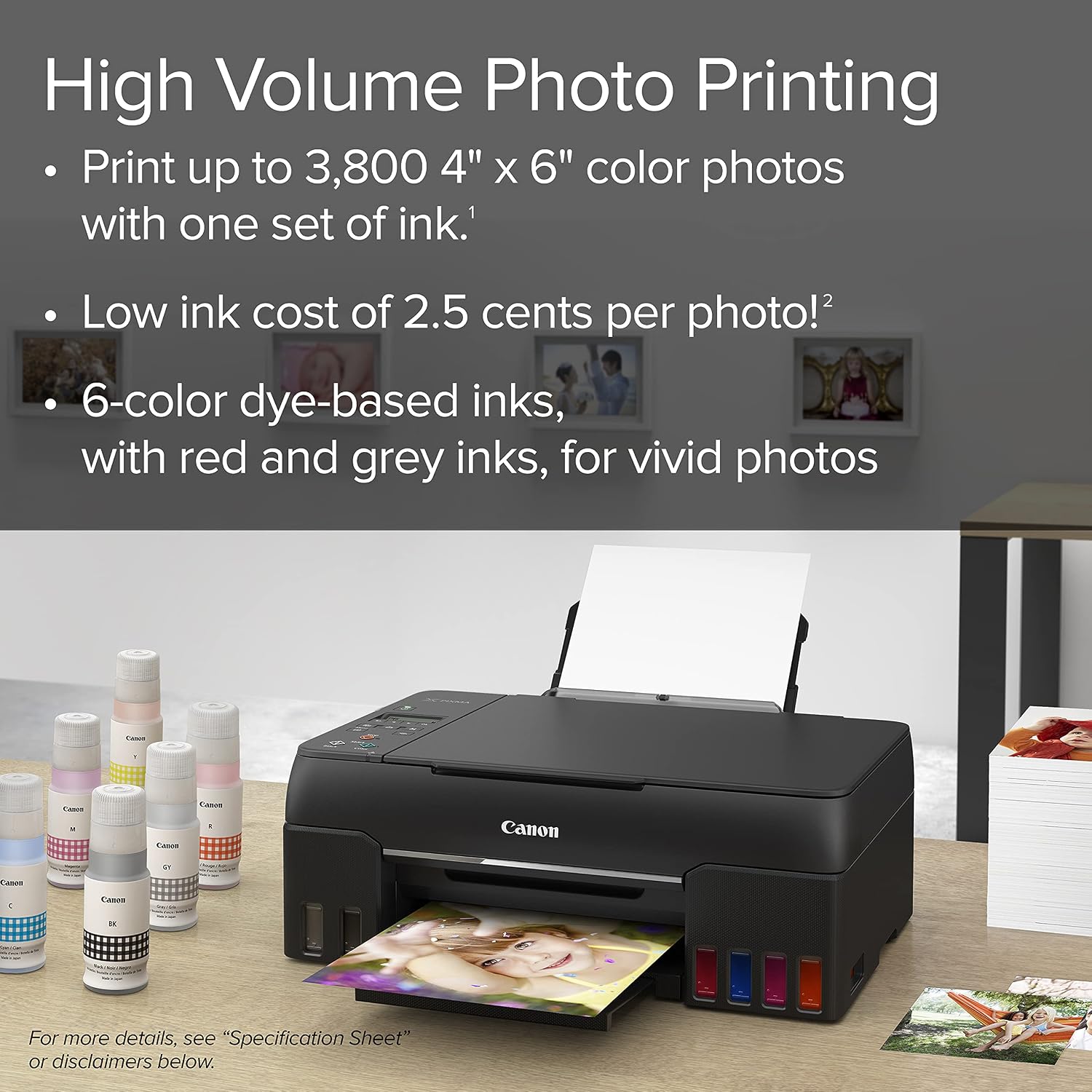 Canon PIXMA G620 Wireless MegaTank Photo All-in-One Printer [Print, Copy, Scan], Black,Works with Alexa