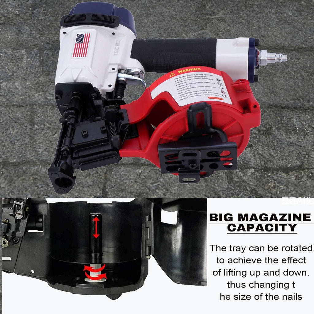 American Style CN45N Roofing Nailer, 15 Degree Roofing Nail Gun, 3/4-Inch to 1-3/4-Inch Coil Nails, 120-pcs Load Capacity Coil Nailer