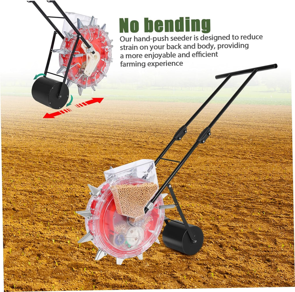 Totority Multi-Functional Hand-Push Planter Precision Roller for Sowing and Fertilizing Efficient Gardening Tool Compartment for Easy Monitoring and Reduced Strain