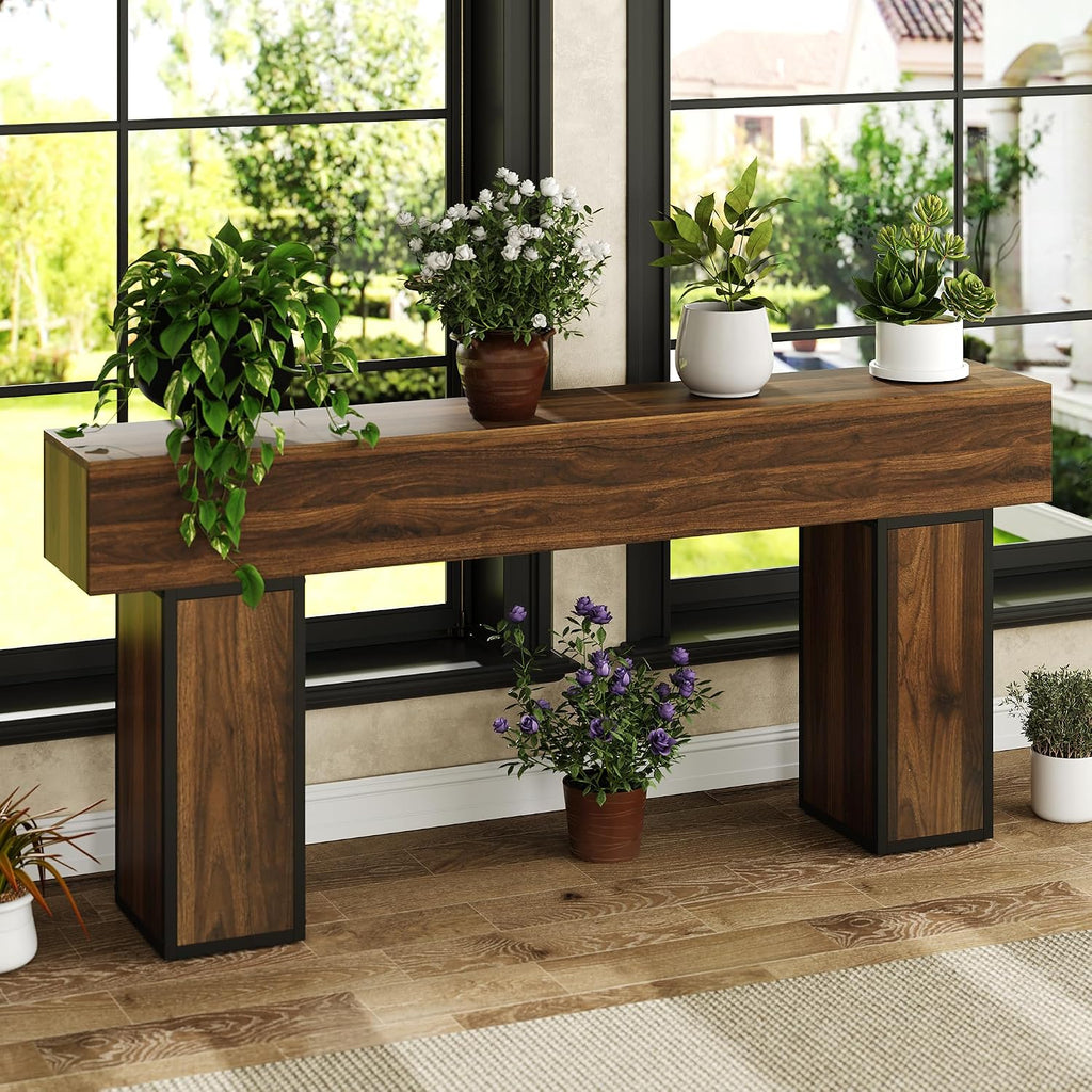 knoworld 70.9-Inch Long Console Table, Wooden Sofa Table Behind Couch Tables, Farmhouse Entryway Table Accent Table for Entrance, Hallway, Living Room, Foyer, Rustic Brown