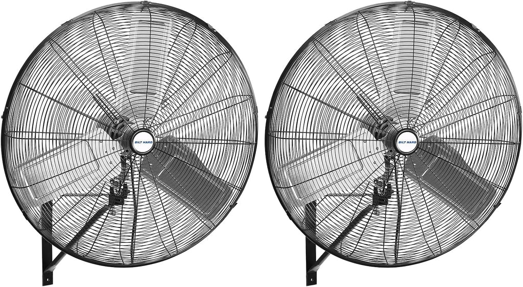 BILT HARD 9500 CFM 30 in. High Velocity Industrial Wall Fan, 3-Speed Wall Mount Oscillating Fan, Heavy Duty Air Circulator for Garage, Commercial, Warehouse, Factory, Workshops and Jobsites, 2 Pack