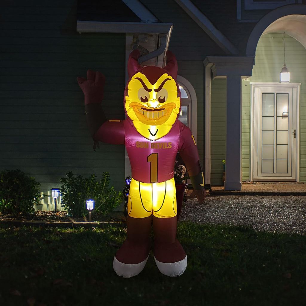 Logo Brands NCAA Arizona State Sun Devils 7 FT Inflatable Mascot -Powerful 12V Blower & Fast Setup – LED Yard Decoration for Game Day, Tailgates, Holidays – NCAA Team Outdoor Décor