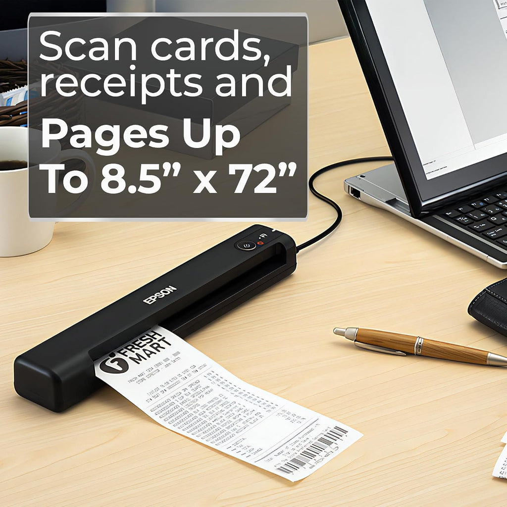 Workforce Es-50 Portable Document Scanner for Laptop - Complete Bundle for Pc and Mac – Best Travel Photo Scanner, with Feeder, Wireless, Mobile Friendly, Mini USB Cable Included (Renewed)