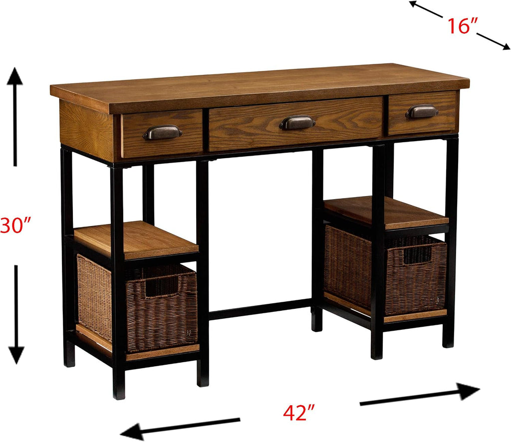 SEI Furniture 'Mirada Writing Desk 42' Wide - Weathered Gray w/ Natural Brown Finish - Broad Workspace', weathered gray/ natural brown/ black
