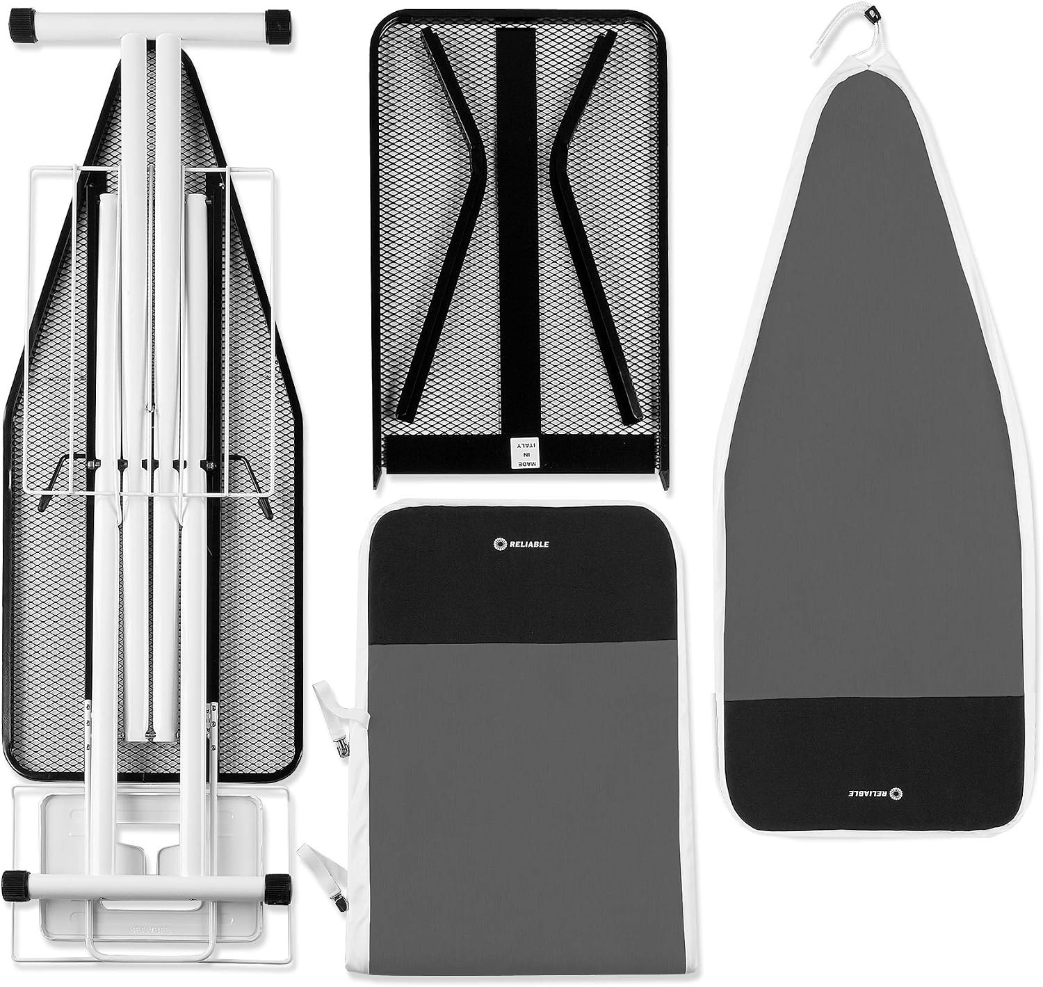Reliable 320LB 2-in-1 Ironing Board, Standard 47.25' x 19' Convertible to Extra-Long Rectangular 55' x 19', Vera Foam Cover, Conex Heat Resistant Zone, Removable Iron Rest, Adjustable Height