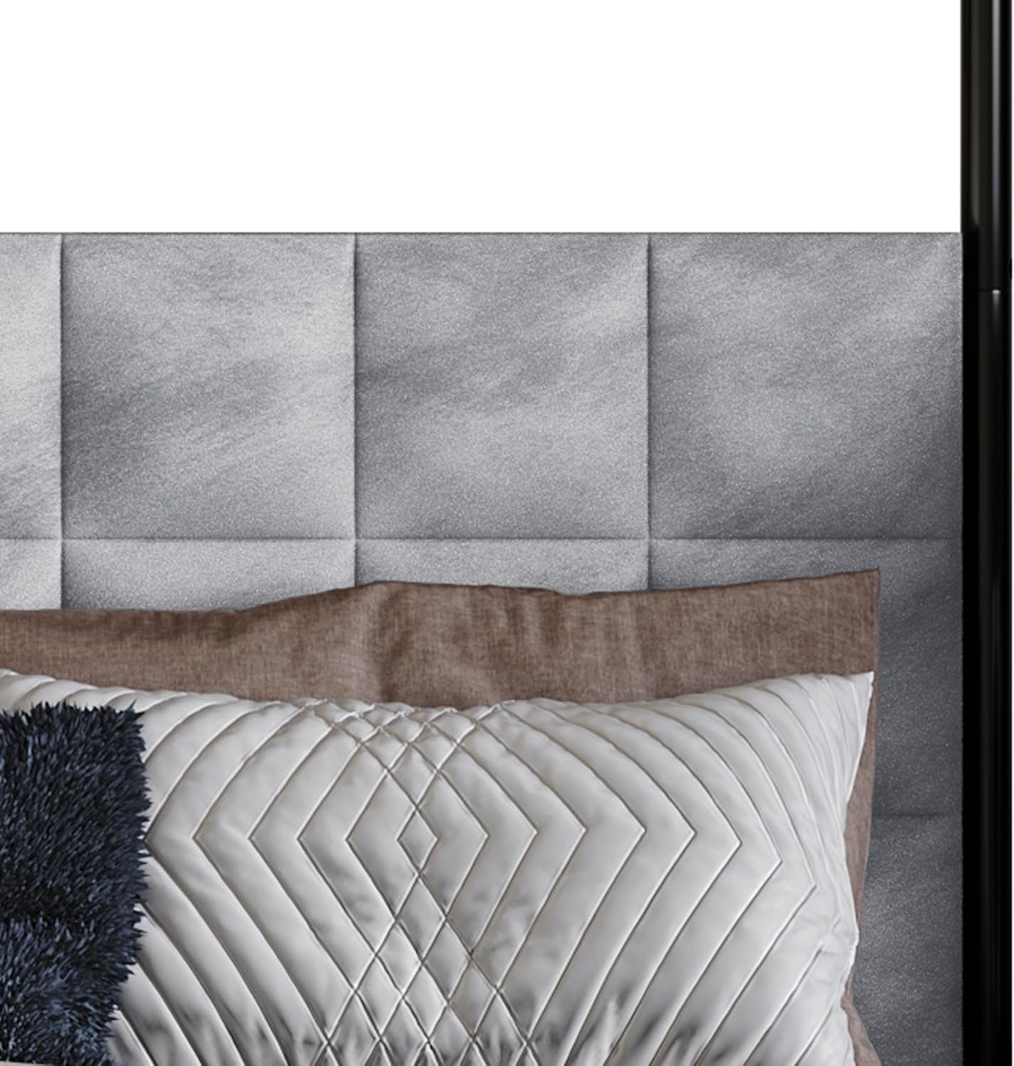 HOME DESIGN Hobart Upholstered Metal Storage Canopy Bed King with Square-Tufted Velvet Headboard & 4 Drawers, Modern Platform Bed with Foam Padding