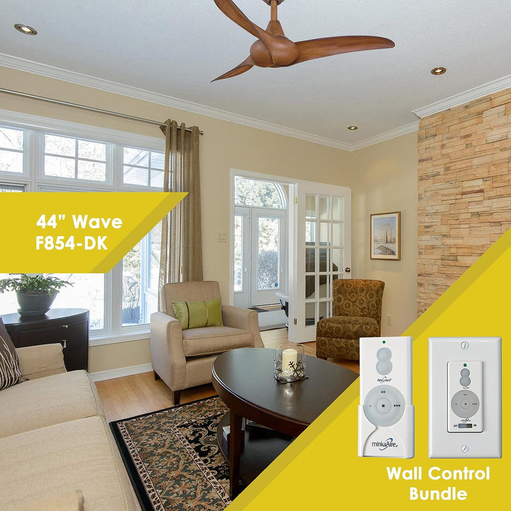 MINKA-AIRE F854-DK Wave 44' Ceiling Fan in Distressed Koa Finish with Remote and Additional 3.5' Downrod