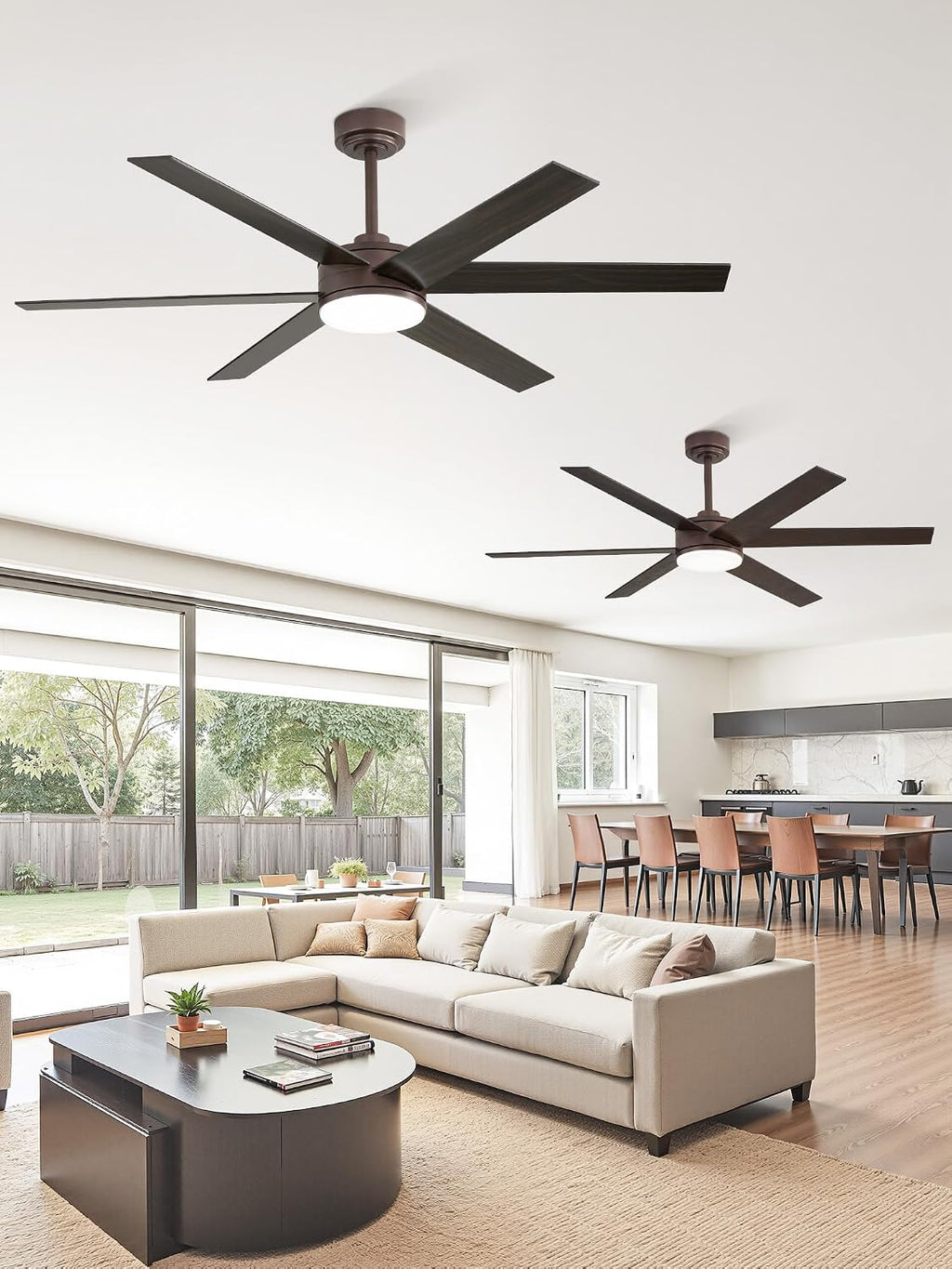 Fanbulous 56 Inch Ceiling Fans with Lights and Remote, Reversible 6 Blades, Dimmable, 3000K-6000K Adjustable, Outdoor Ceiling Fans for Patios, Large Ceiling Fan for Indoor or Covered Outdoor-Brown