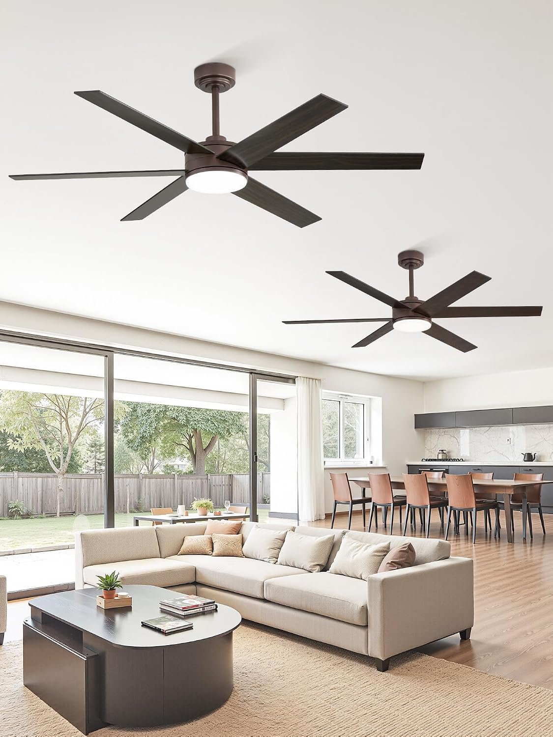 Fanbulous 56 Inch Ceiling Fans with Lights and Remote, Reversible 6 Blades, Dimmable, 3000K-6000K Adjustable, Outdoor Ceiling Fans for Patios, Large Ceiling Fan for Indoor or Covered Outdoor-Brown