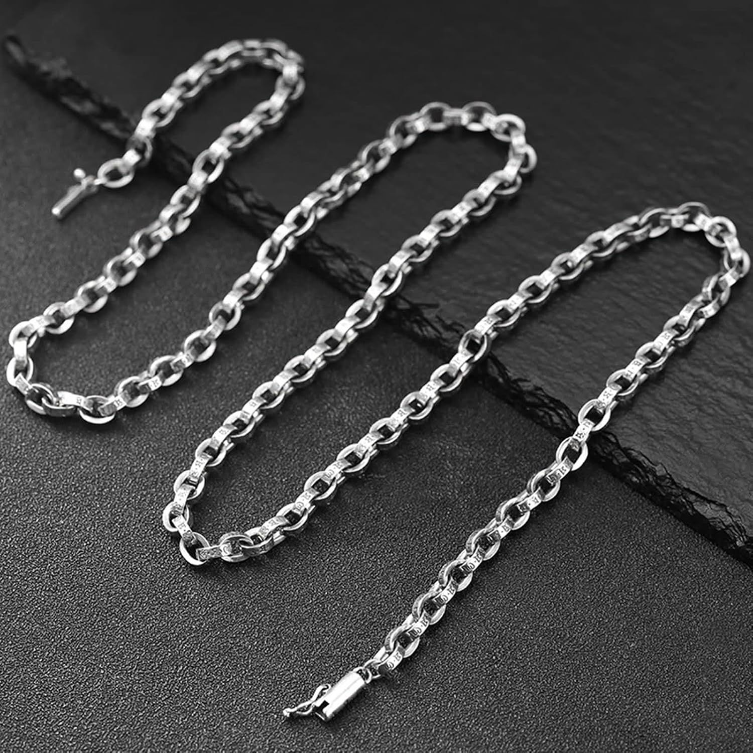 KnBoB Men 925 Sterling Silver Necklace, Mens Chain Necklaces Hip Hop 5 MM Width Cable Chain Necklace 20-30 Inch