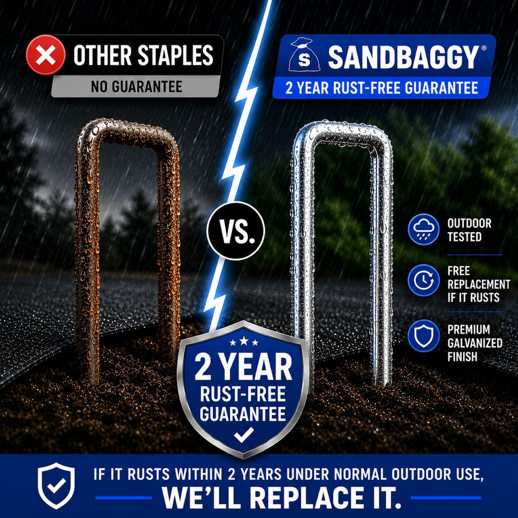 Sandbaggy 20,000-Count Rust-Free 6-Inch Landscape Staples (11 Gauge Steel) - Galvanized SOD Garden Stakes Pin ~ Trusted by Farmers & Contractors Across the USA