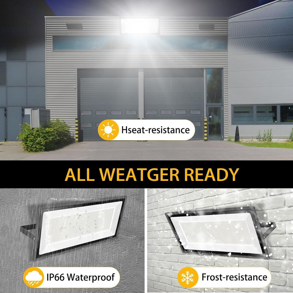 YANYCN 2 Pack 800W LED Flood Light Outdoor,3750W Equivalent Super Bright FloodLight with Plug,88500LM 5000K Daylight White IP66 Waterproof Commercial Lighting for Sports Fields,Counts,Arena,Stadium