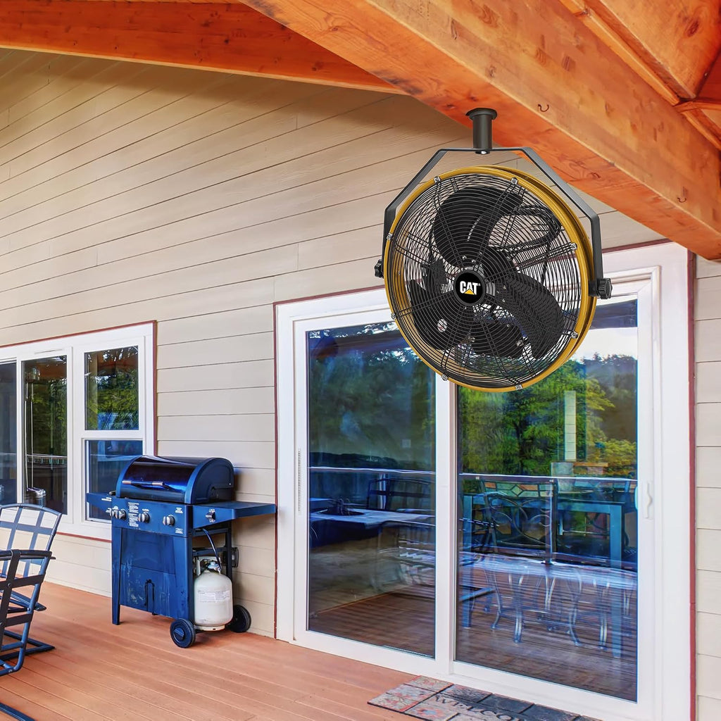 CAT fans - 18'-Blade Indoor/Outdoor IPX4 Weatherproof High-Velocity Wall Mounted Shroud Fan, 4,000 CFM, 3-Speed - For Industrial, Commercial, & Residential Use, cETL Certified (HVOD-18S-NG)