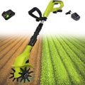 20V Cordless Tiller Cultivator, Battery Powered Electric Garden Cultivator with 3.18-4.16FT Extendable Pole, Handheld Mini Tiller for Gardening, 9.84' Depth 3.94' Width,1battery