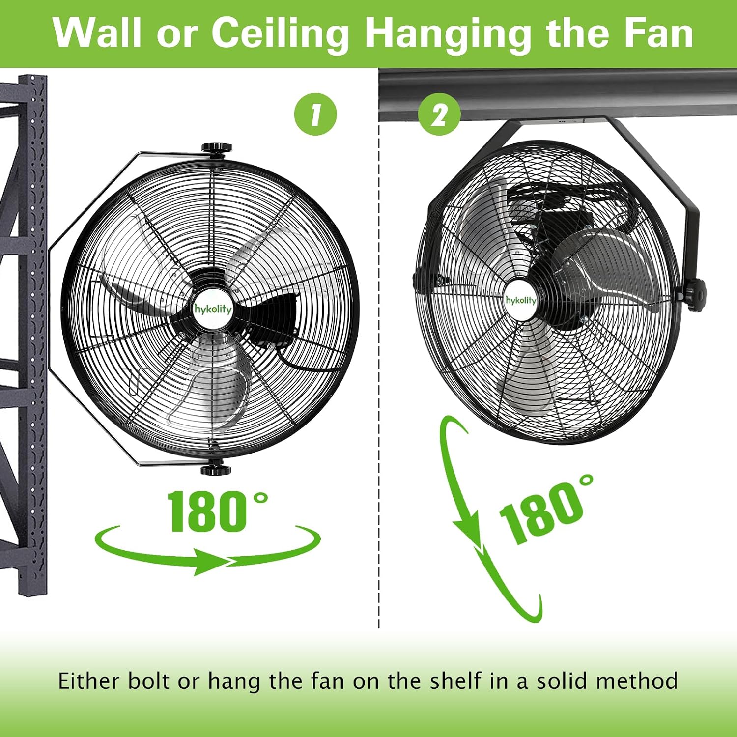hykolity 20 in. Industrial Wall Mount Fan, 4600 CFM 3-Speeds High Velocity Fan with Sealed Motor, Heavy Duty Metal Barn Fans for Garage, Workshop and Warehouse, 2 Pack, UL Listed