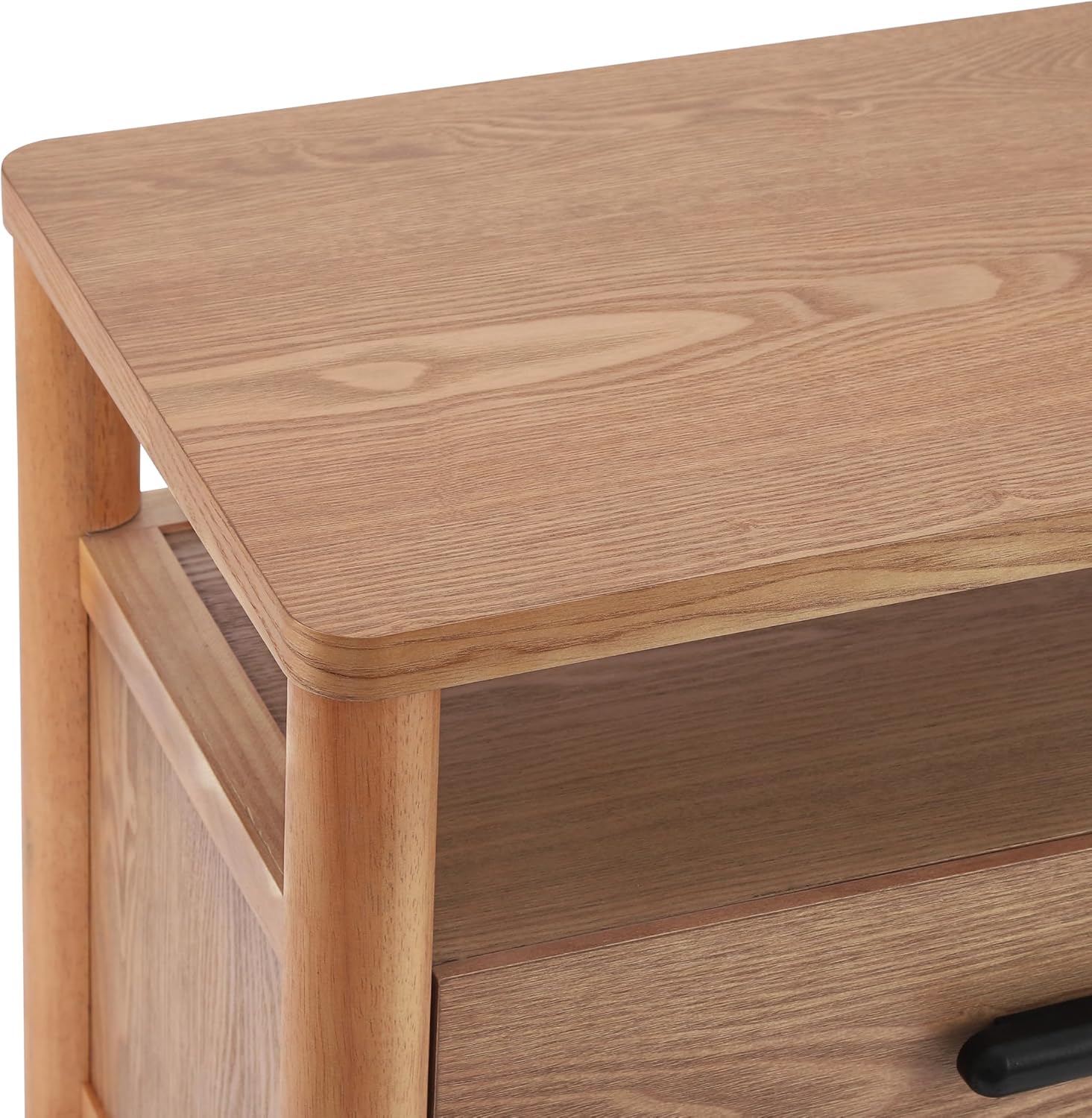 Christopher Knight Home Delwyn Modern Nightstand, Wooden Small Night Stand with Drawers and Open Storage Shelf, Bedside Table/End Table with Rounded Legs, Multipurpose Storage Cabinet, Brown