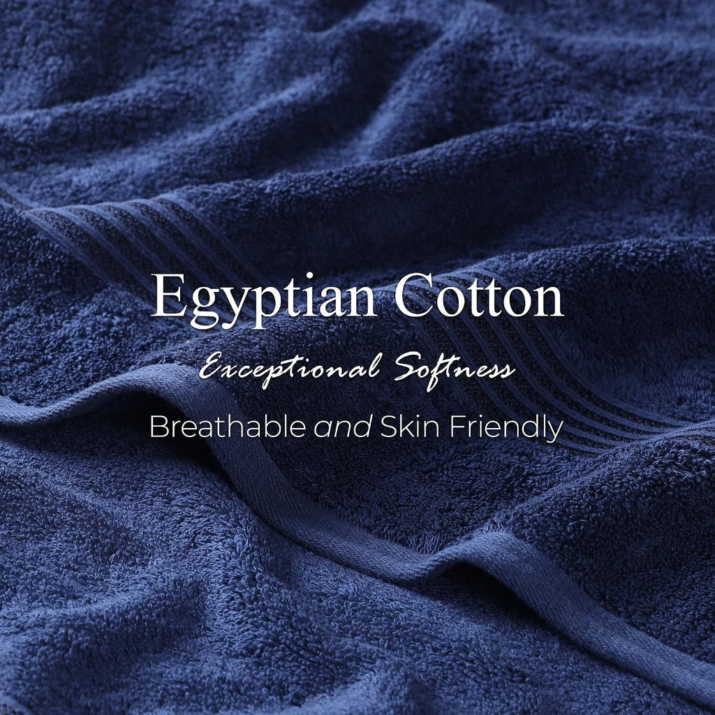 Superior Egyptian Cotton 9-Piece Towel Set, Assorted Towels for Home Bathroom, Master, Guest Bath, Decor Essentials, Includes 3 Bath, 3 Hand, 3 Face Towels/Washcloths, Quick Dry, Absorbent, Navy Blue