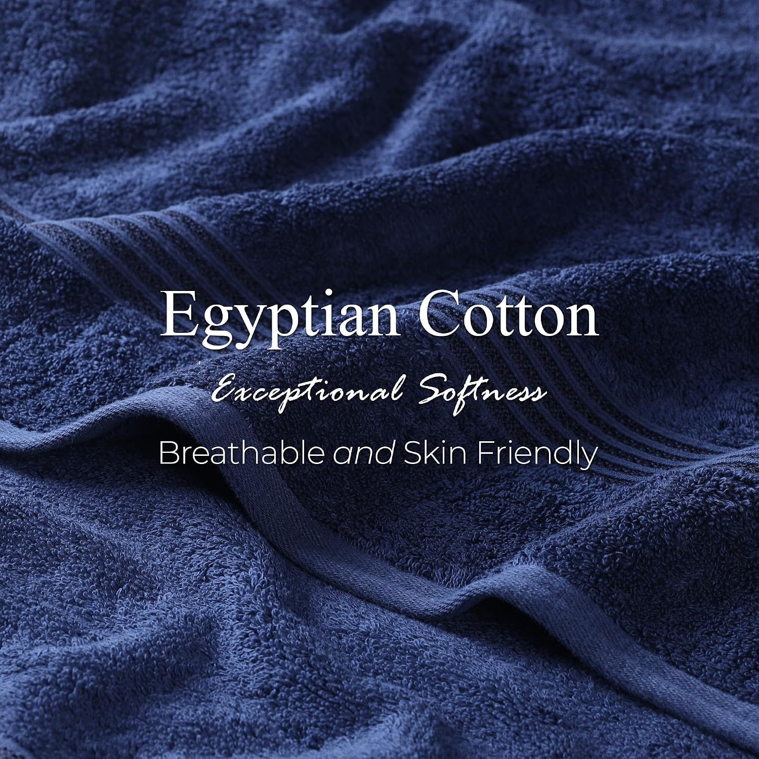 Superior Egyptian Cotton 9-Piece Towel Set, Assorted Towels for Home Bathroom, Master, Guest Bath, Decor Essentials, Includes 3 Bath, 3 Hand, 3 Face Towels/Washcloths, Quick Dry, Absorbent, Navy Blue