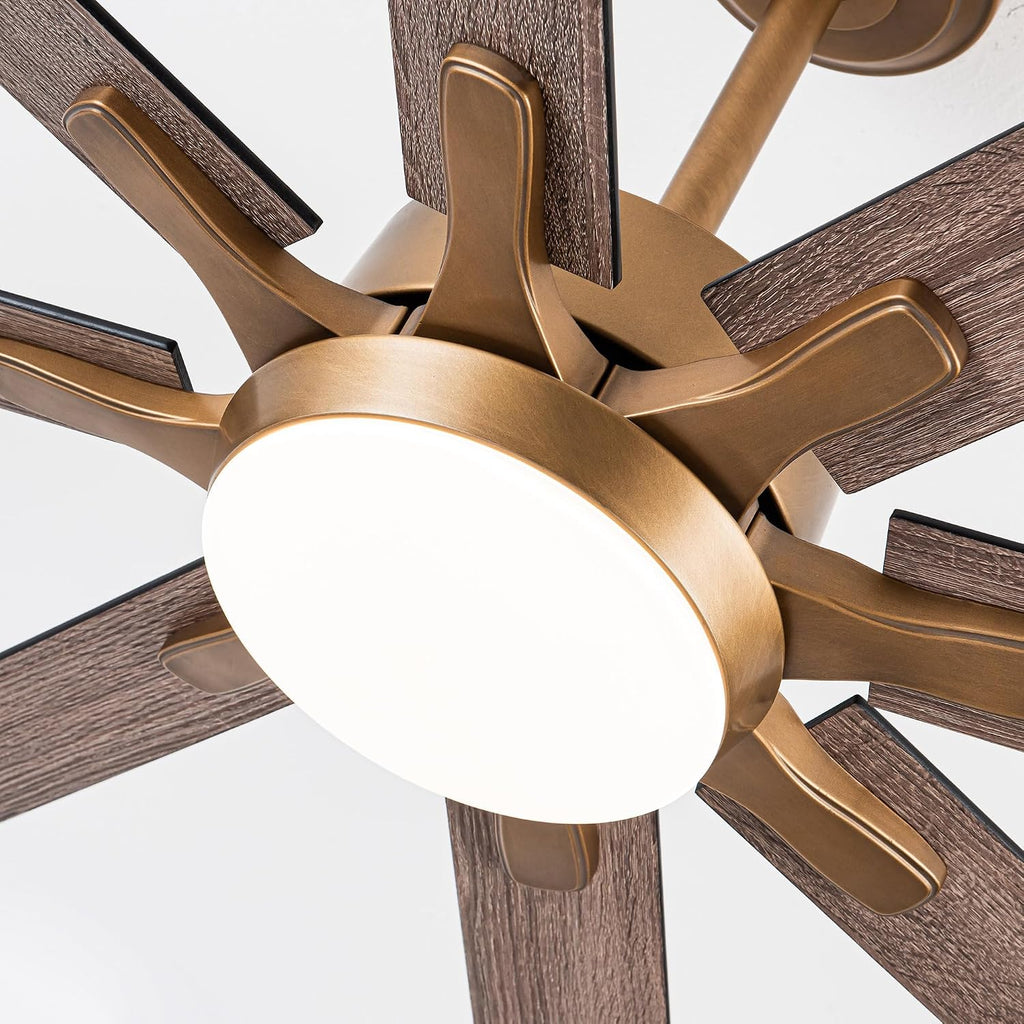 65'' Large Industrial Ceiling Fan with Light, Matte Black, 8-Blade DC Motor, 6-Speed Reversible Airflow, 24W Dimmable LED 3000K/4000K/5000K, Remote Control for Living Room Patio Garage