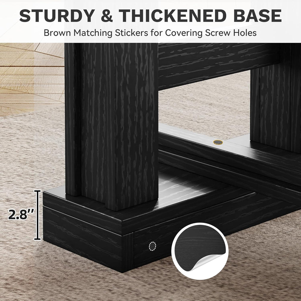 DWVO 70 Inch Computer Desk, Large Executive Office Table Workstation, Modern Farmhouse Style Laptop Wooden Sturdy Legs Writing Desk Business Furniture for Home, Black