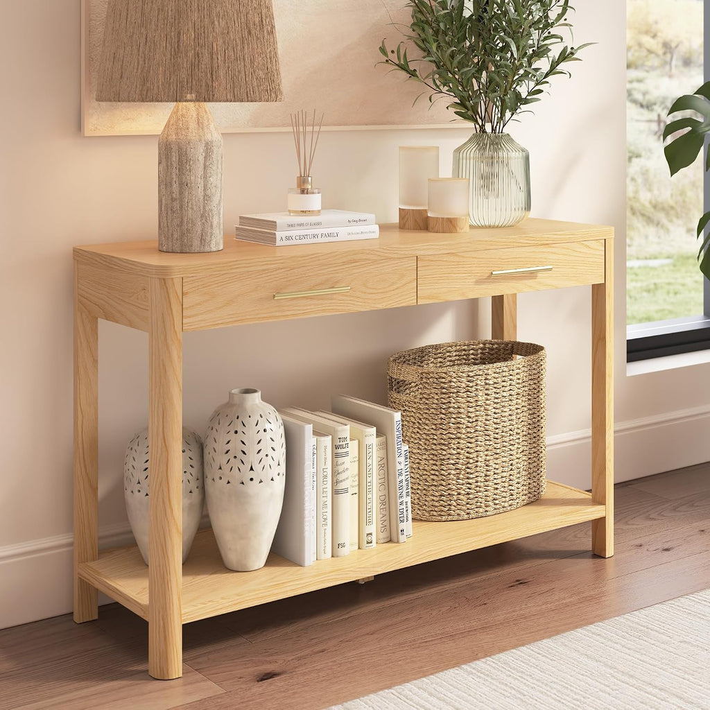 Bush Home Vera Console Table, Living Room or Entryway Furniture, Vera Collection, Natural White Oak