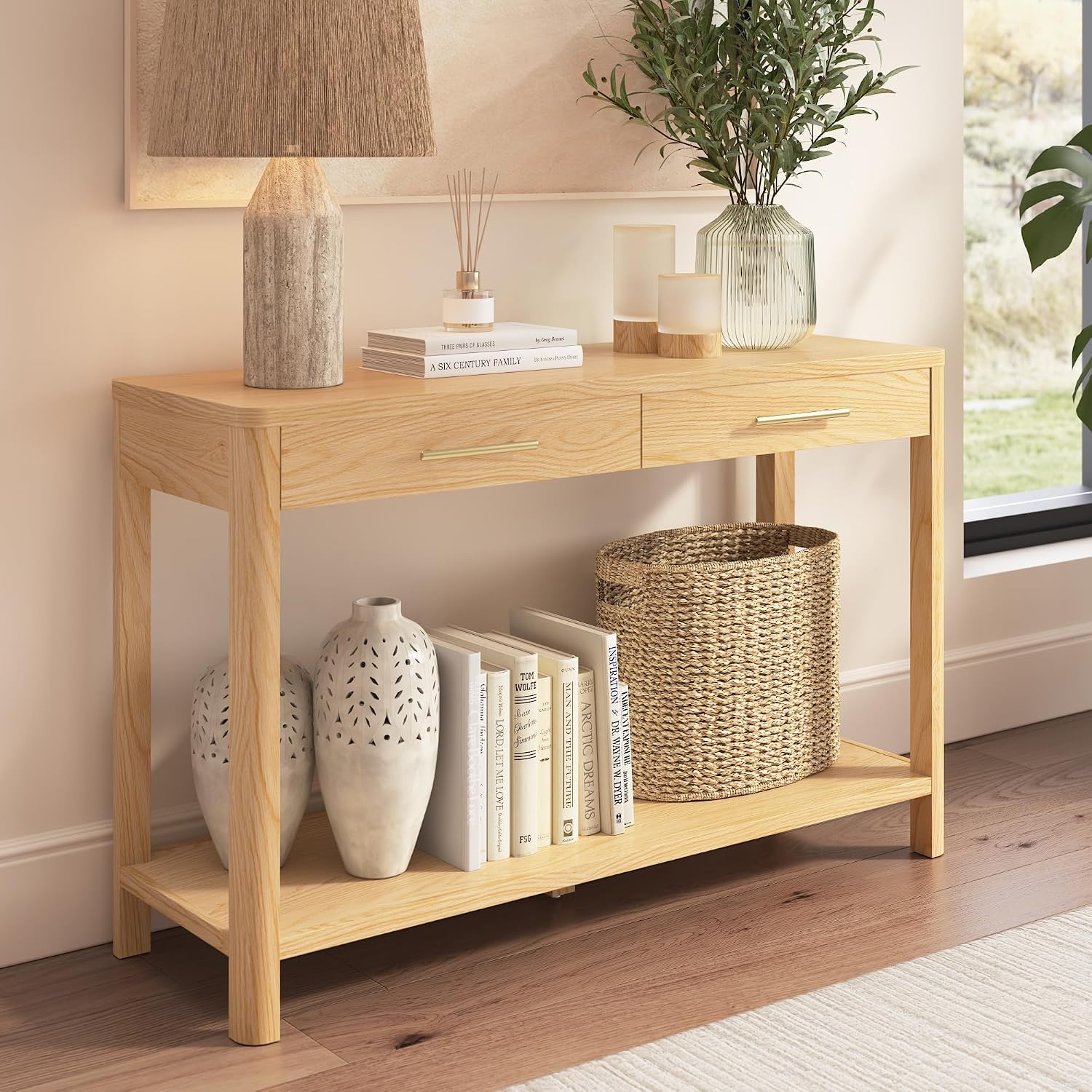 Bush Home Vera Console Table, Living Room or Entryway Furniture, Vera Collection, Natural White Oak