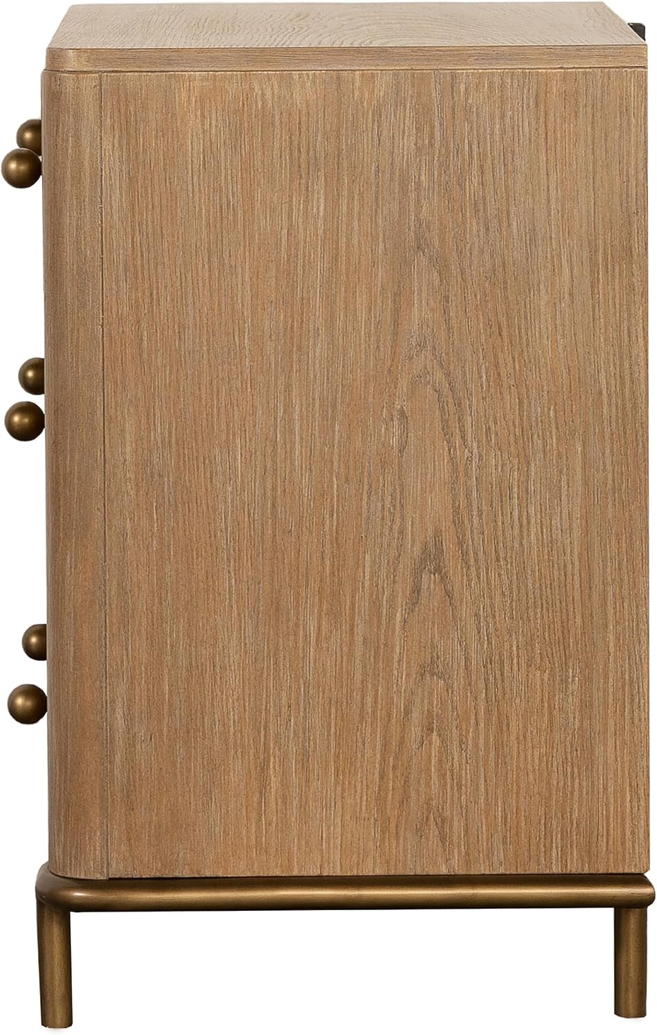 Coaster Home Furnishings - Arini - Wood - 3-Drawer Nightstand with Dual USB Ports, Felt-Lined Top Drawer, Aged Brass Round Knobs and Metal Base - Bedroom - Sand Wash - 224302