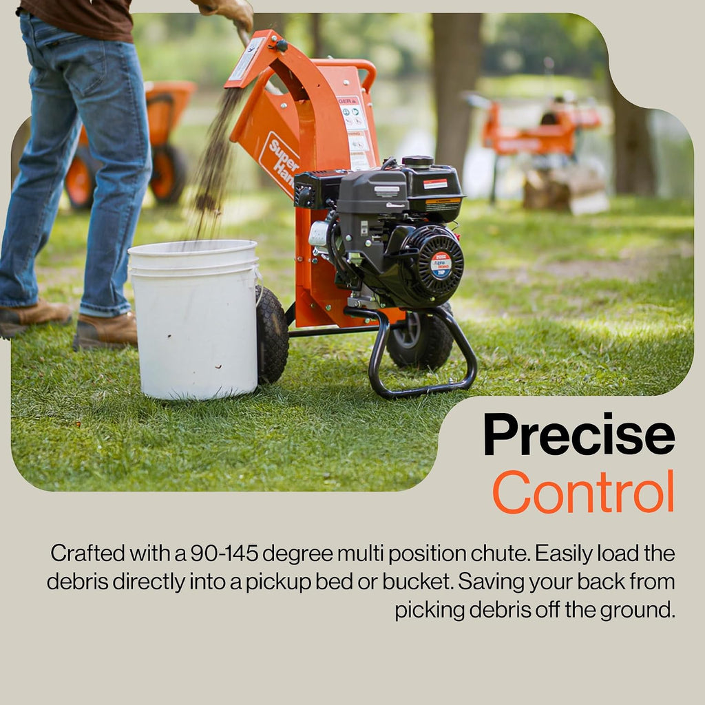 SuperHandy Mini Wood Chipper Shredder Mulcher Heavy Duty 7HP Compact Design 3' Inch Max Capacity