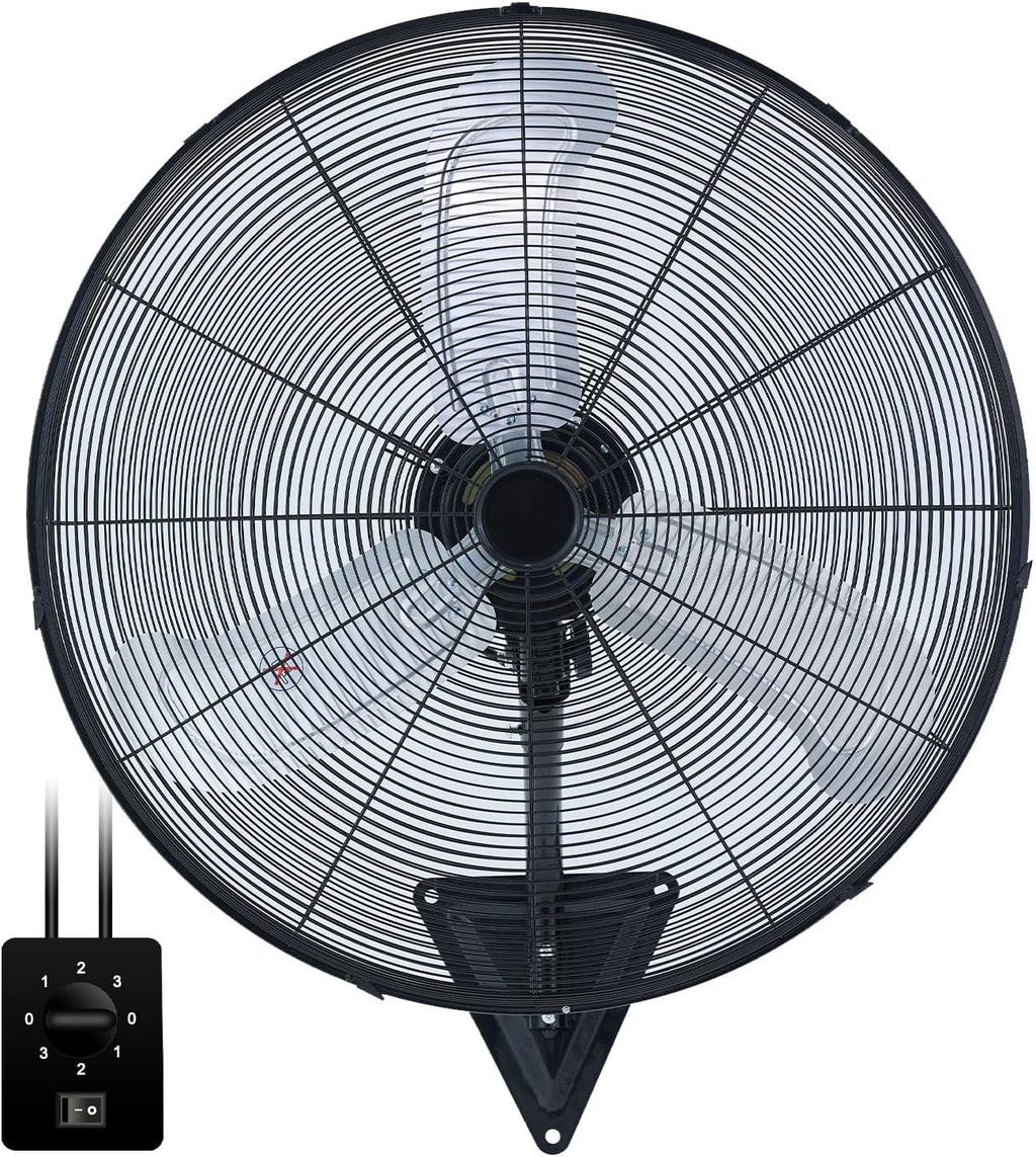 30' Wall Mount Fan, 9500CFM Heavy Duty Wall Fan with 3-Speed & Adjustable Tilt, 30 Inch High Velocity Industrial Oscillating Fans for Garage, Factory, Patio, Indoor, Porch, Shop & Commercial Use