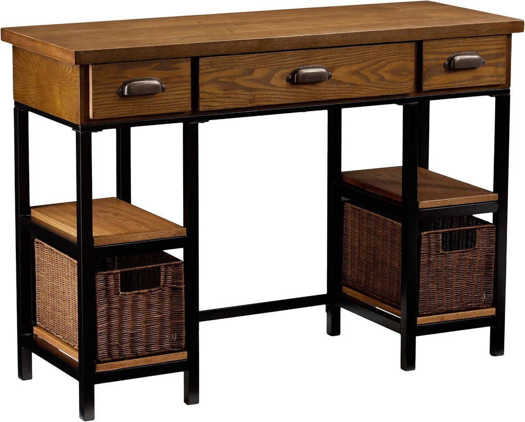 SEI Furniture 'Mirada Writing Desk 42' Wide - Weathered Gray w/ Natural Brown Finish - Broad Workspace', weathered gray/ natural brown/ black