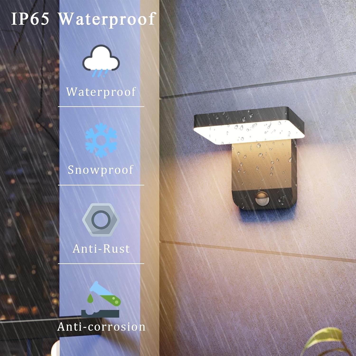 2 Pack Motion Sensor Outdoor Wall Light,Modern LED Black Motion Outdoor Light IP65 Waterproof Exterior Wall Sconces for Garage Porch 3000K