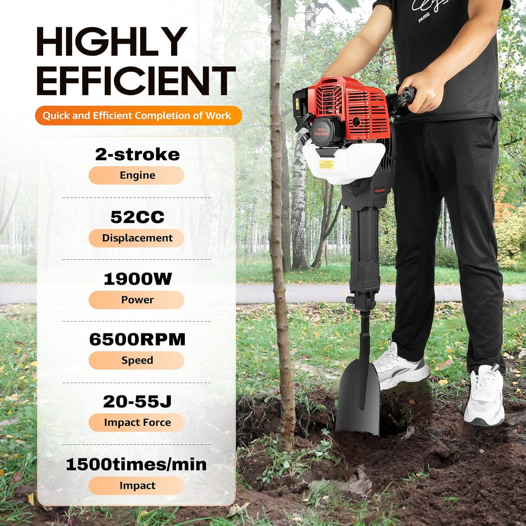Handheld Trencher Digger Machine 52CC Garden Tiller Cultivator 0.34Gal Large Tank Edger Trencher 2 Stroke Edger Lawn Tool Handle Rototiller for Garden Tool Tilling Depth