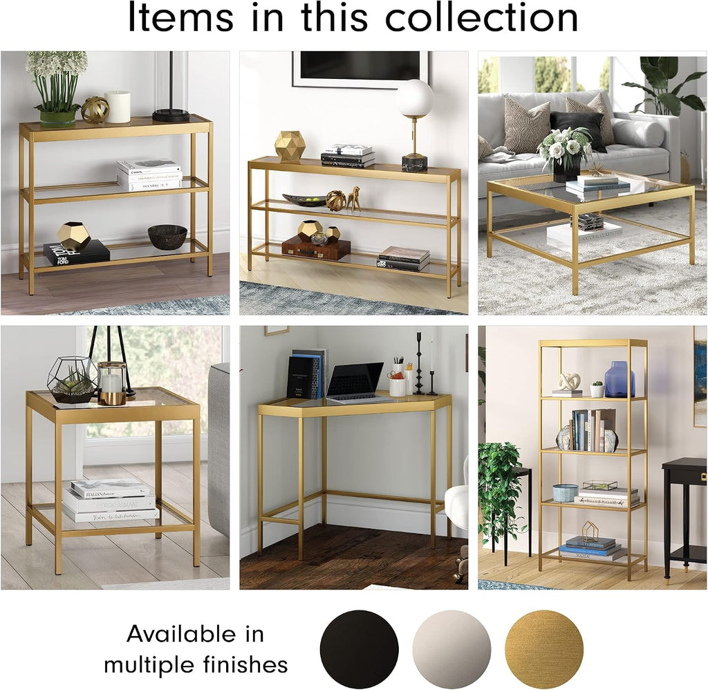 Henn&Hart 20' Wide Square Square Side Table in Brass, Table for Living Room, Bedroom