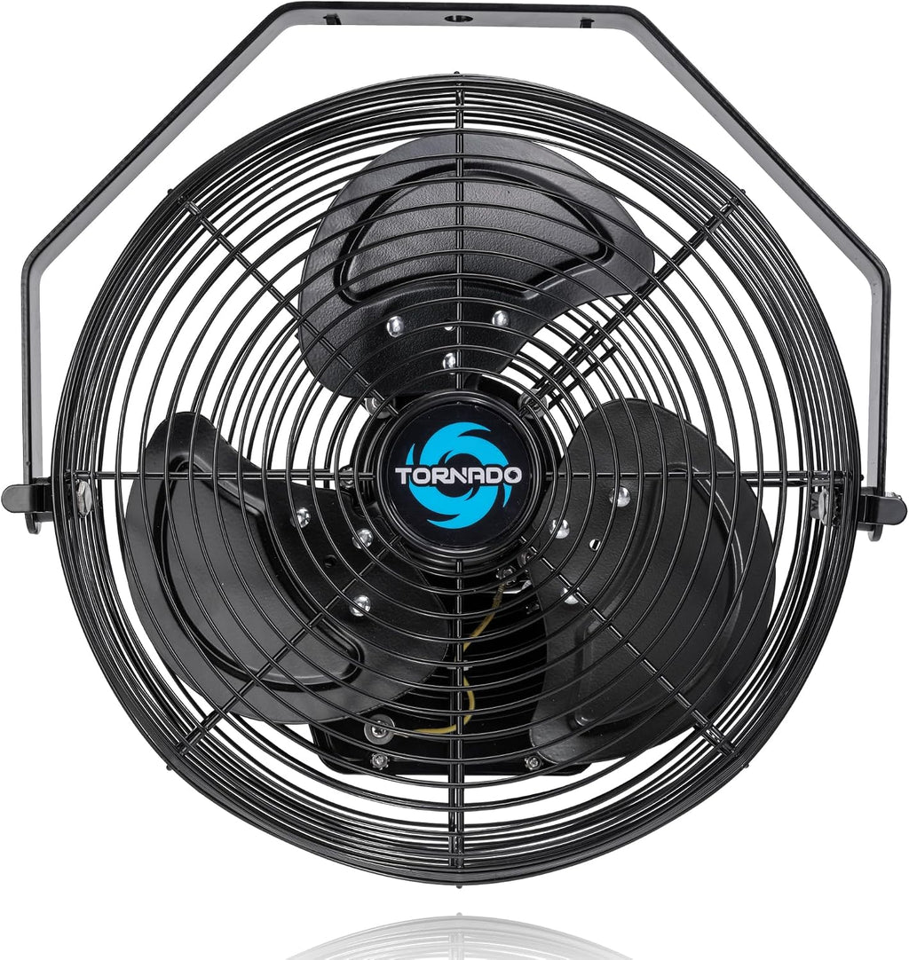 Tornado 2 Pack 12 Inch Outdoor Rated IPX4 Water-Resistant High Velocity Metal Industrial Wall Mount Fan For Commercial, Industrial, Residential, TEAO Motor 3 Speed 1650 CFM, cETL Safety Listed