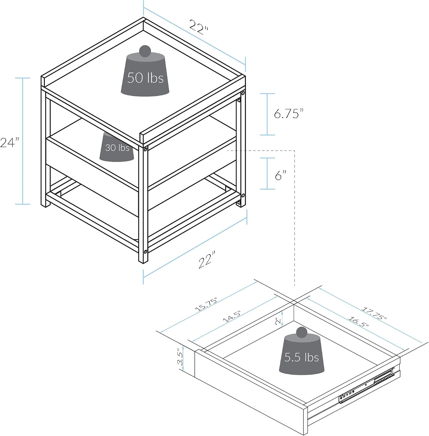 Casual Home Horizon End Table with Drawer