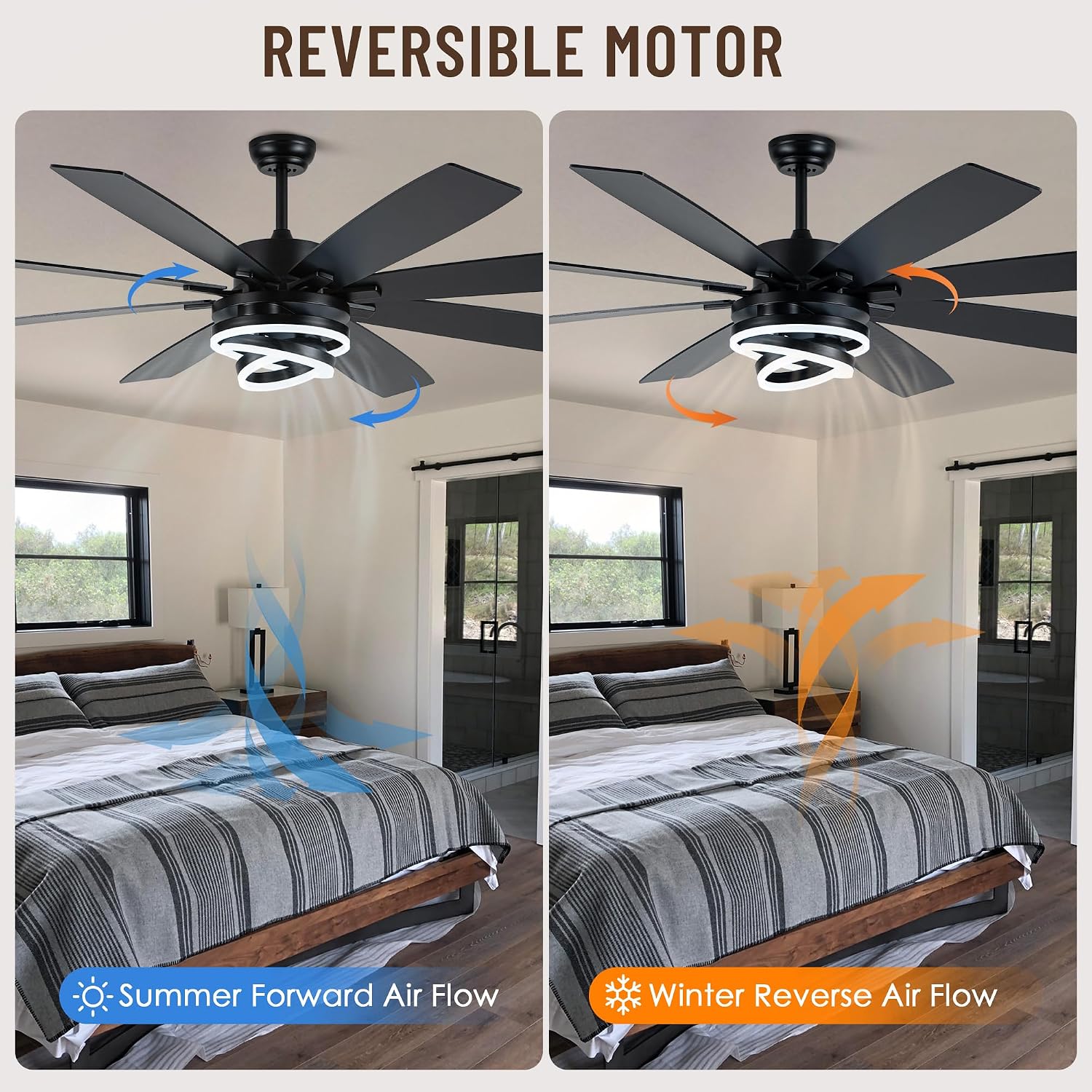 72'' Black Ceiling Fans with Lights and Remote, Indoor/Outdoor Large Chandelier Fan with DIY Rings LED,Fandelier Ceiling Fans with Lights for Living Room/Porch/Patio