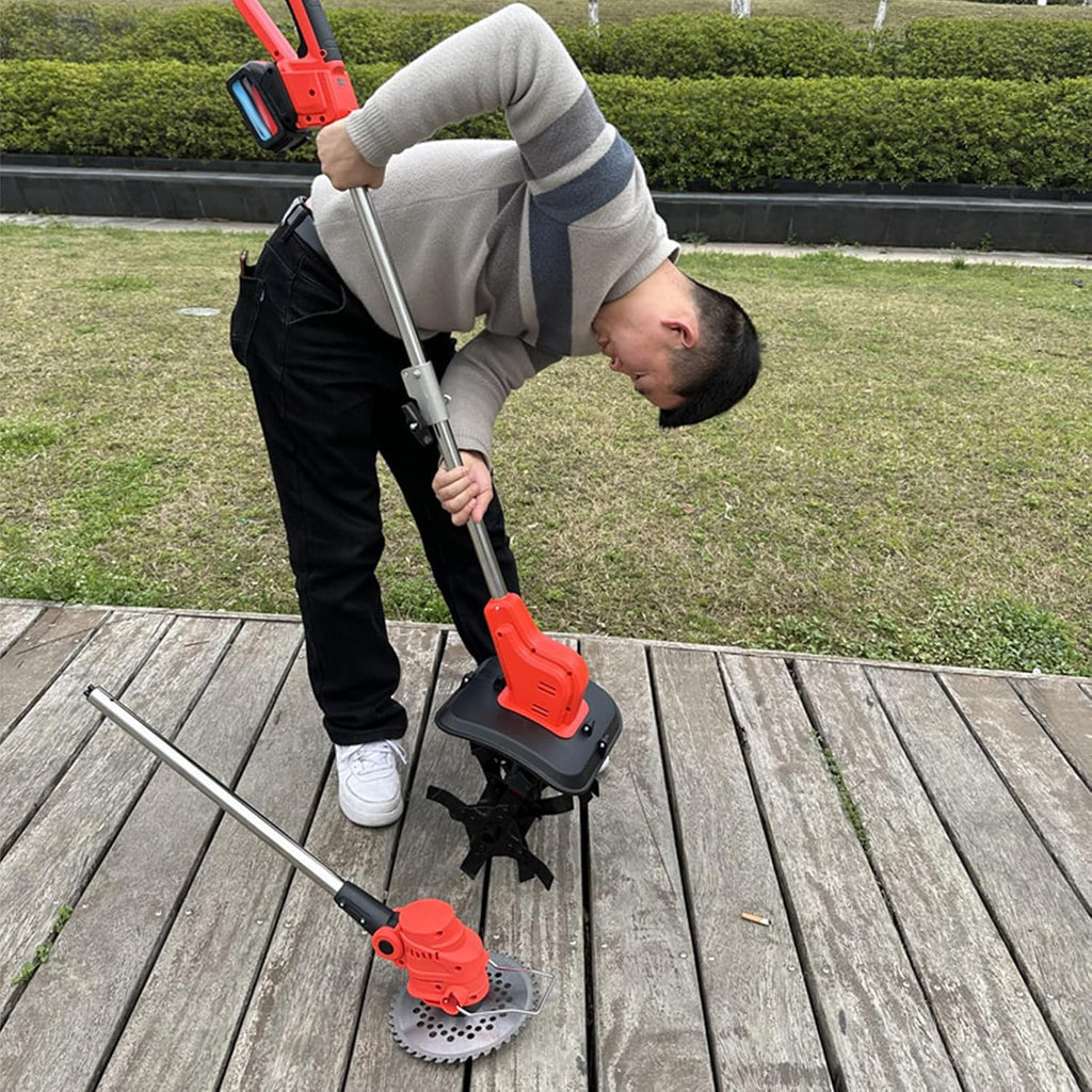 Marhynchus Cordless Tiller Cultivator, High Power Digital Display 4 Speed Settings Ergonomic Design, with 24cm Tilling Depth 30cm Width, for BL1815