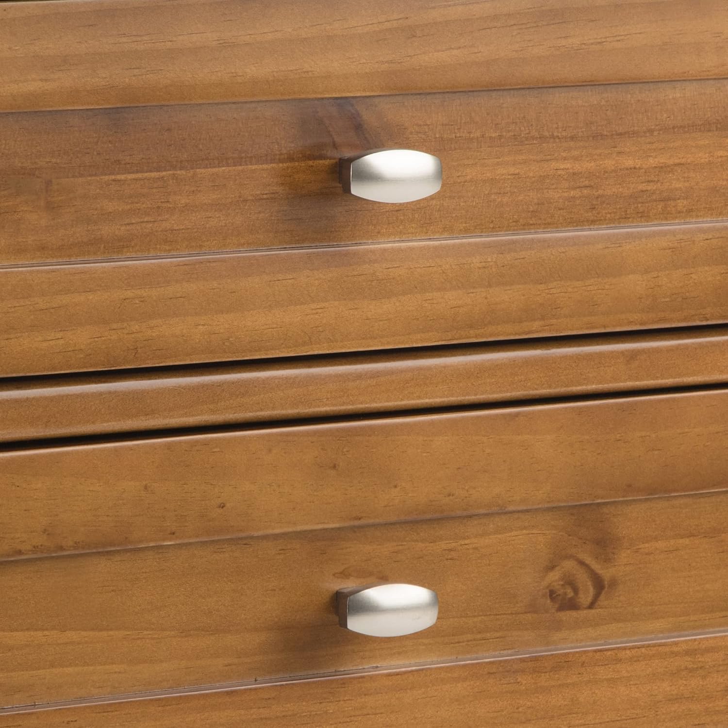SIMPLIHOME Warm Shaker Bedside Table - 24 inch Wide Solid Wood Nightstand in Light Golden Brown, Transitional Bedroom Side or End Table with 2 Drawers, Open Shelf Storage and Brushed Nickel Hardware