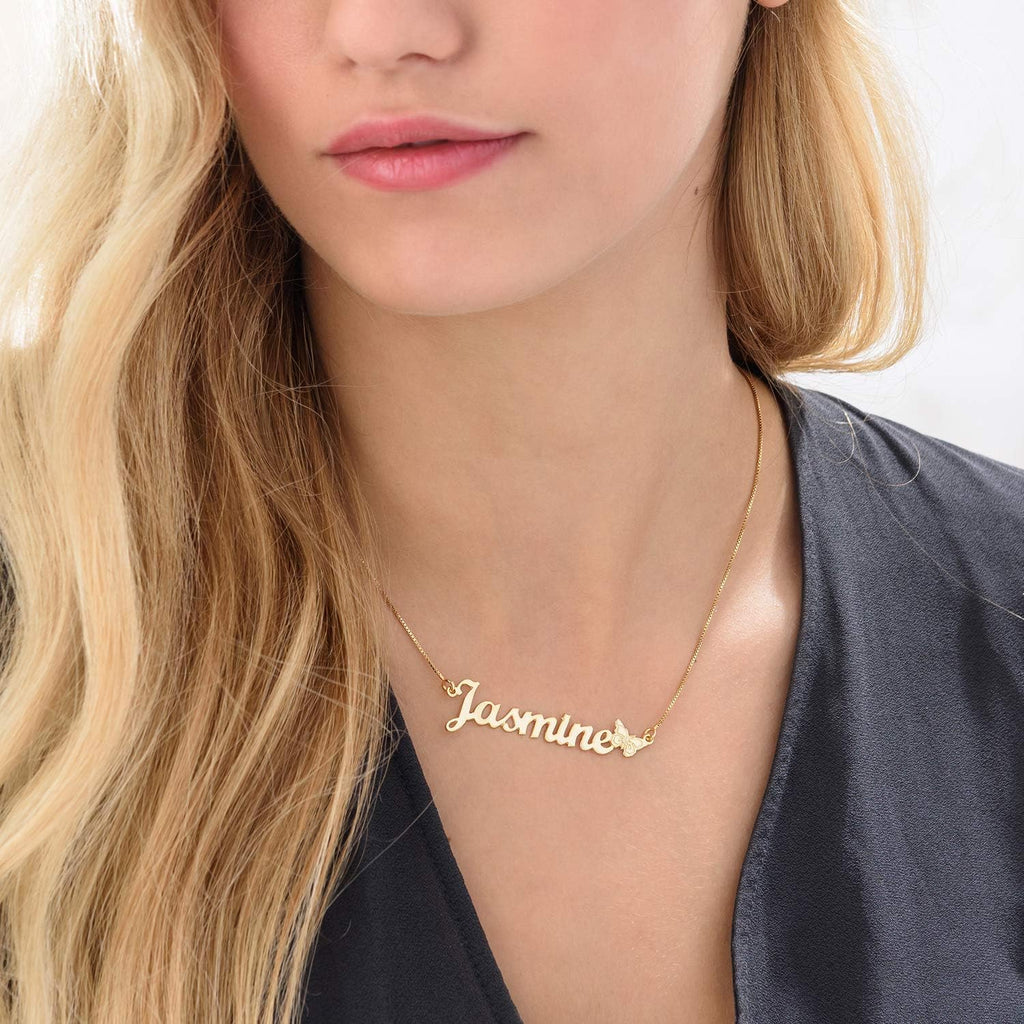 Theo Grace Personalized Name Necklace for Women – Choose Your Style - Custom Nameplate Pendant in Sterling Silver/Gold – Dainty Minimalist Jewelry Gift for Mom, Girlfriend, Birthday, Mother's Day