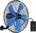 KEN BROWN 18 Inch 3-Speed High Velocity Industrial Oscillating Fan, Wall Mount Fan with Max. 4200 CFM, Seperated Switch and 5 Blades, Heavy Duty Metal for Household/Patio/Workshop, Blue