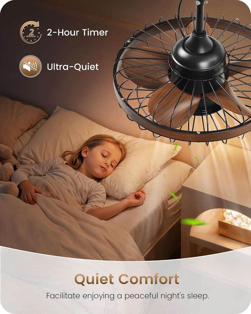 20' Outdoor Ceiling Fan with Light for Patio, Waterproof Gazebo Fan with Smart APP & Remote Control, 3CCT, Dimmable, 6 Speeds, Timer, Plug in Caged Ceiling Fan for Pergola, Porch, Brown XF01CF05