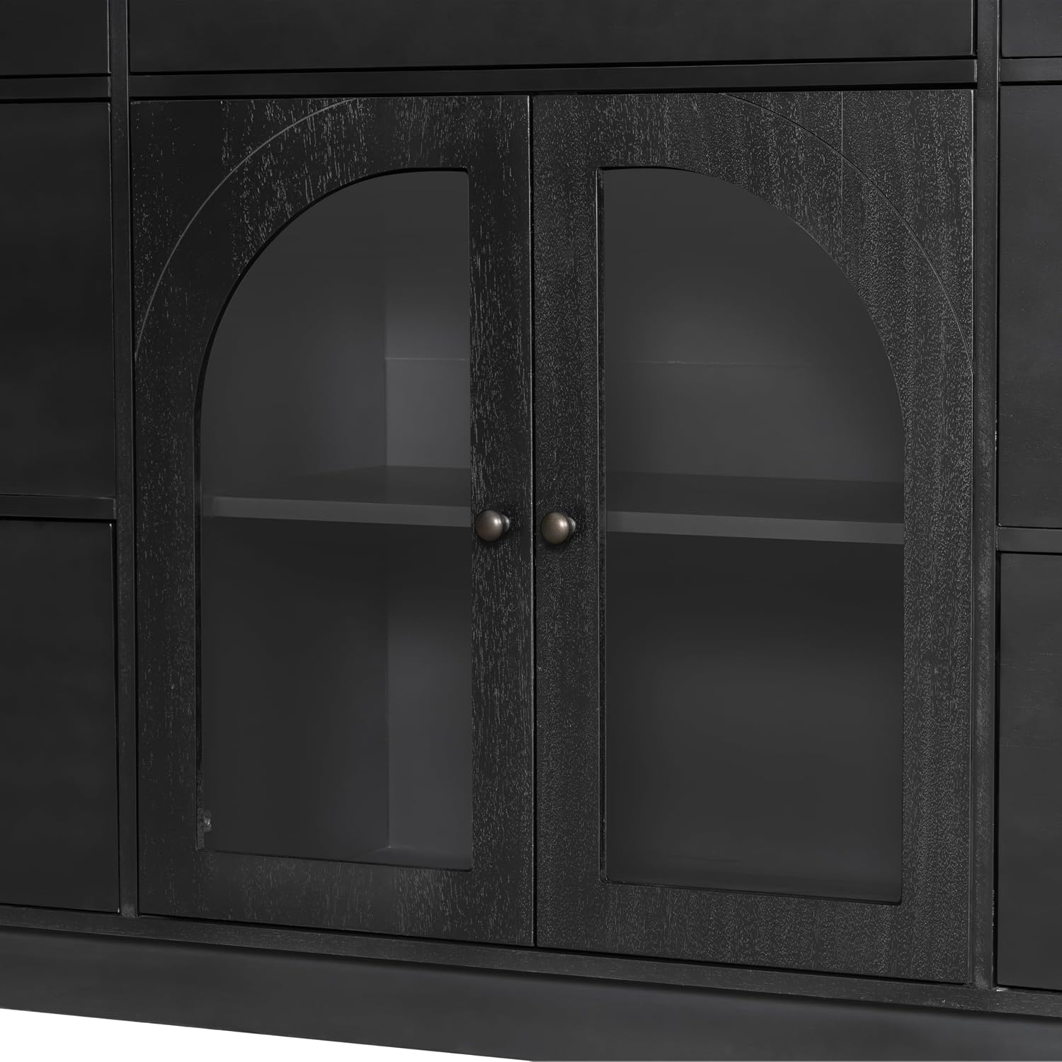 Christopher Knight Home Mia Modern Storage Cabinet with Doors and Drawers, Wooden Sideboard Cabinet with Adjustable Shelf, Freestanding Buffet Cabinet with Storage for Dining Room, Black