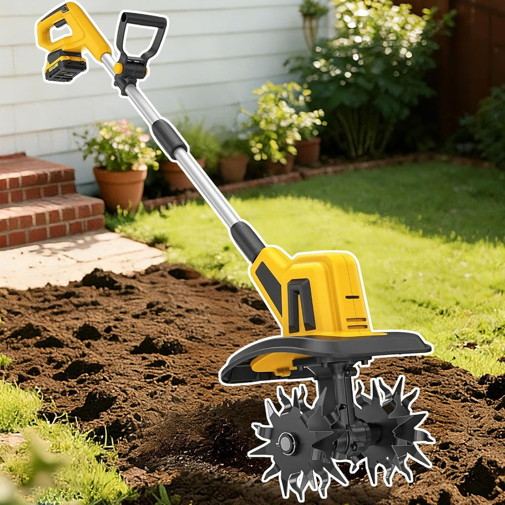 20V Cordless Tiller Cultivator,87' Wide Rechargeable Garden Cultivator,270 R/min Electric Tiller for Lawn Gardening Soil Cultivation 2000mAh