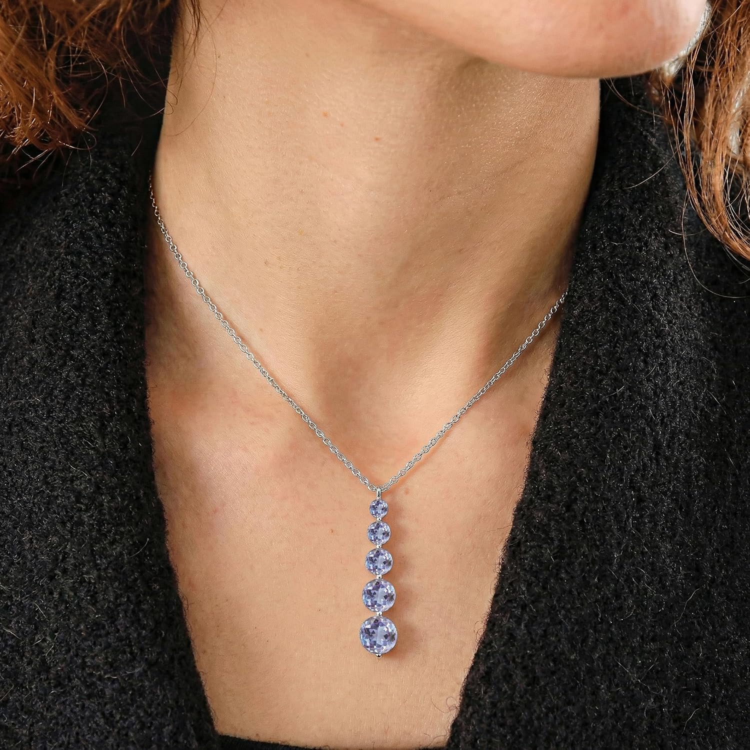 GOODSTONE JEWELS 925 Sterling Silver Linear Drop Pendant Necklace for Women | Size 16+2 Inch Cable Chain with Lobster Clasp | Natural Birthstone Jewelry Gift for Her