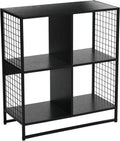 Household Essentials Black Oak & Iron 4-Cube Display Shelf