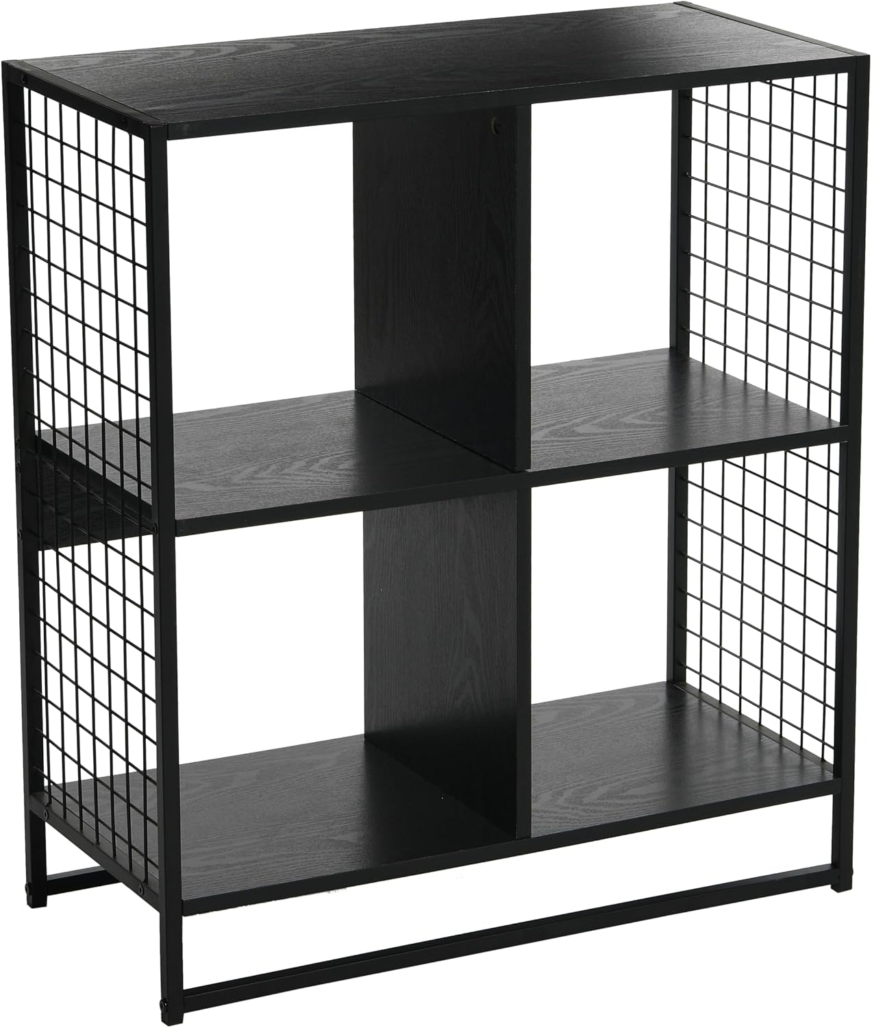 Household Essentials Black Oak & Iron 4-Cube Display Shelf